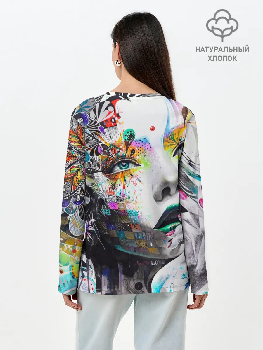 Лонгслив женский. Хлопок / Абстрактная