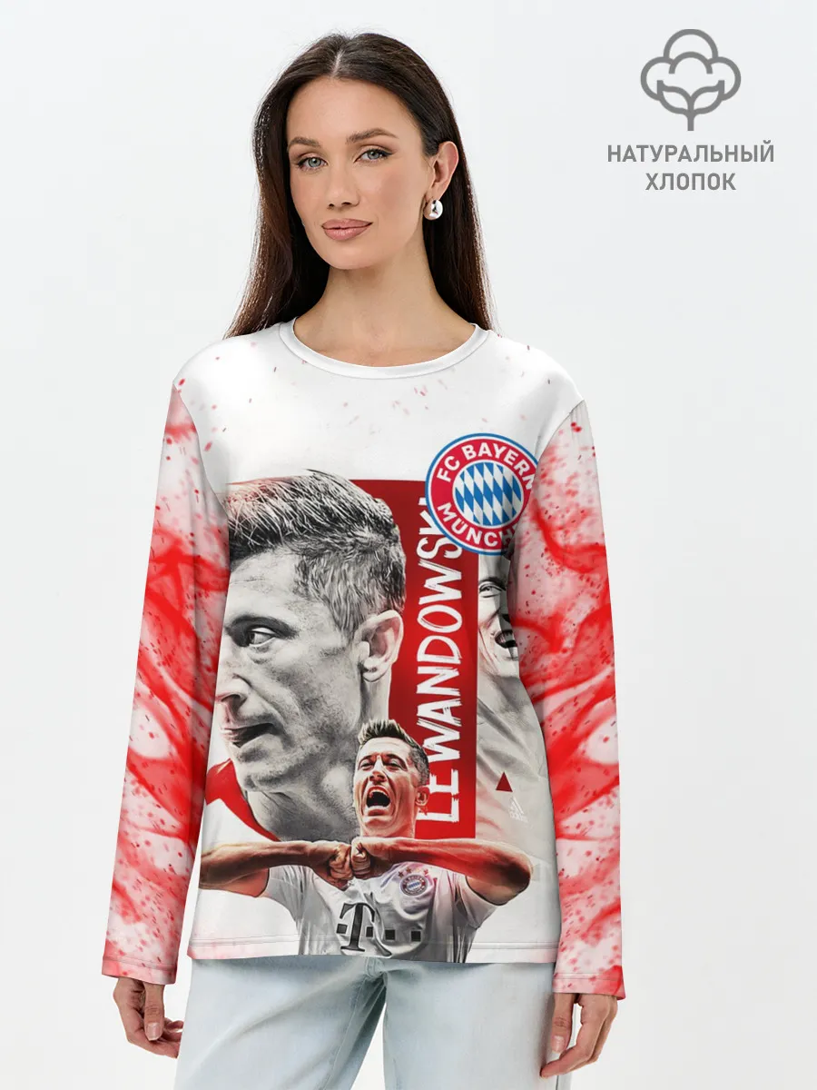 Лонгслив женский. Хлопок / РОБЕРТ ЛЕВАНДОВСКИ / БАВАРИЯ