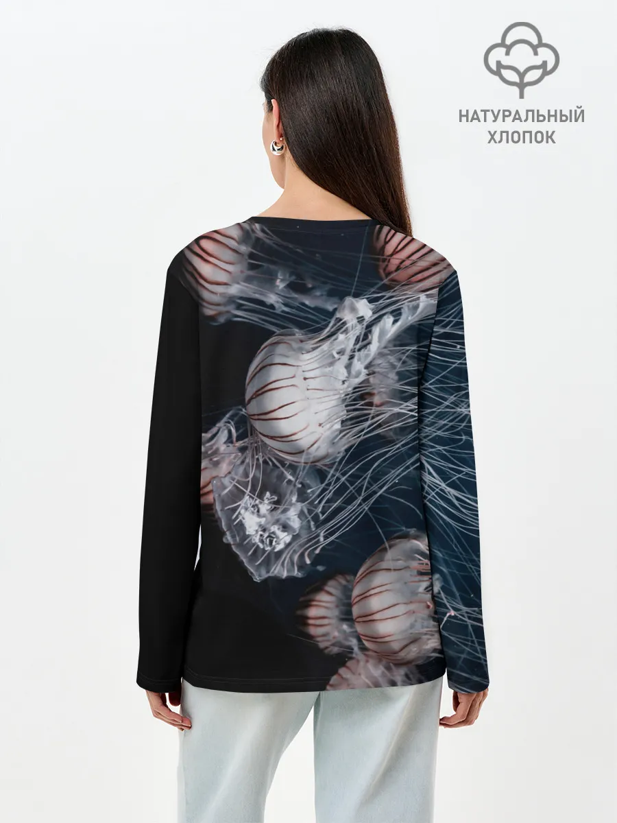 Лонгслив женский. Хлопок / Медузы
