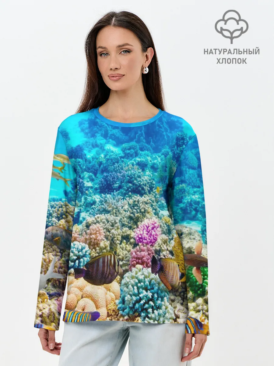 Лонгслив женский. Хлопок / Риф