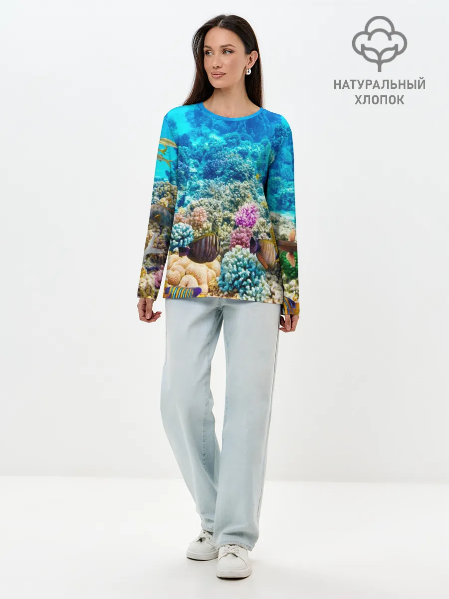 Лонгслив женский. Хлопок / Риф
