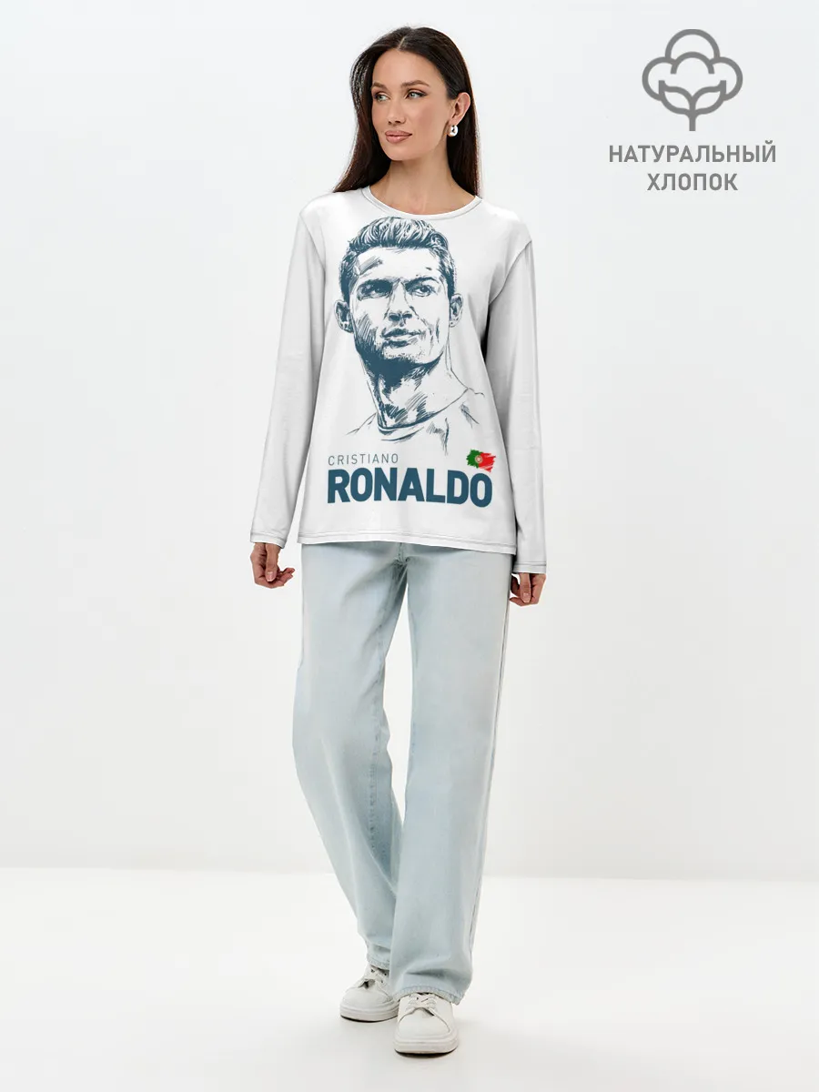 Лонгслив женский. Хлопок / Криштиану Роналду