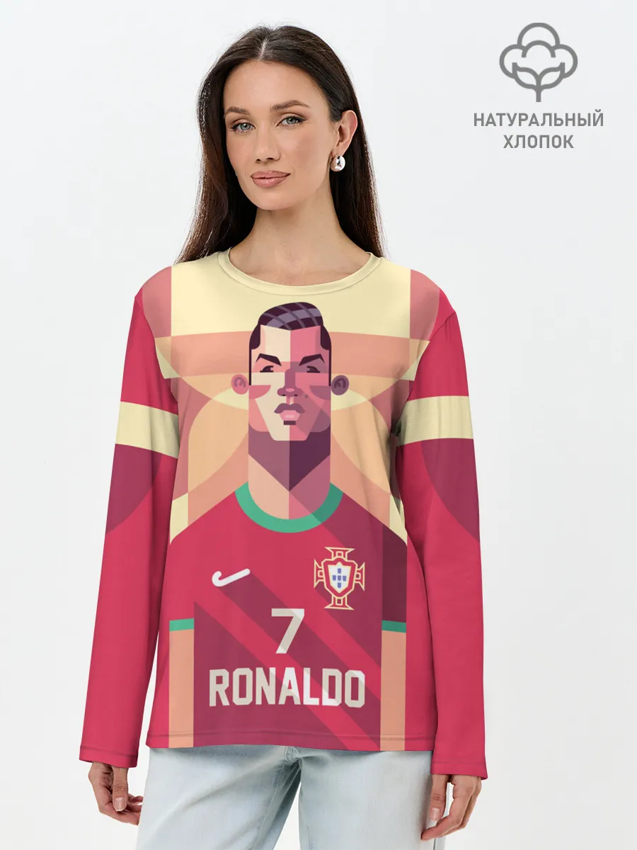 Лонгслив женский. Хлопок / Криштиану Роналду
