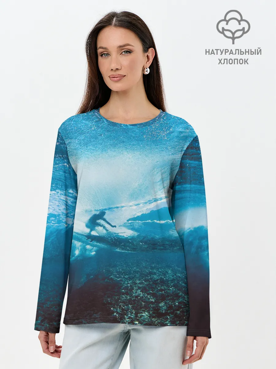 Лонгслив женский. Хлопок / Под водой