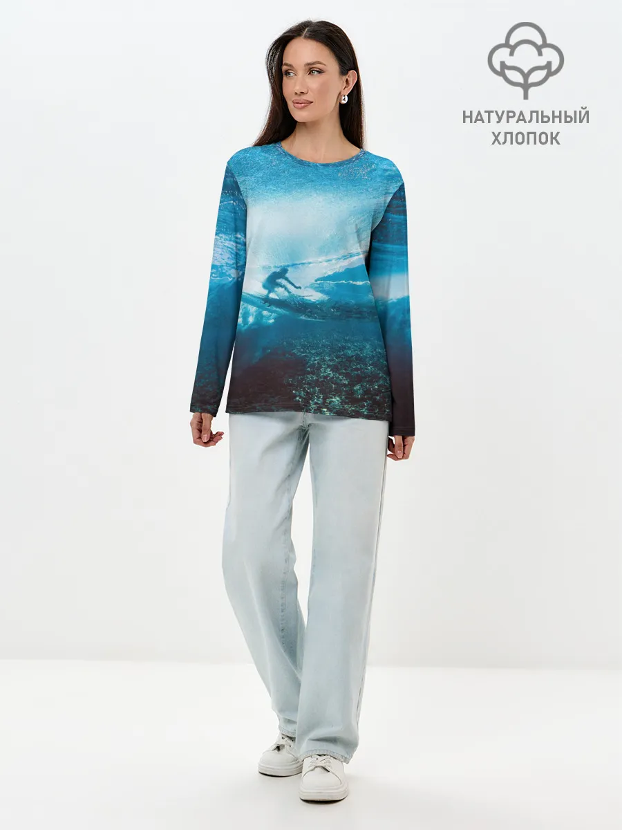 Лонгслив женский. Хлопок / Под водой