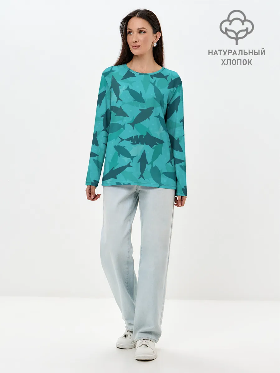 Лонгслив женский. Хлопок / Морские жители