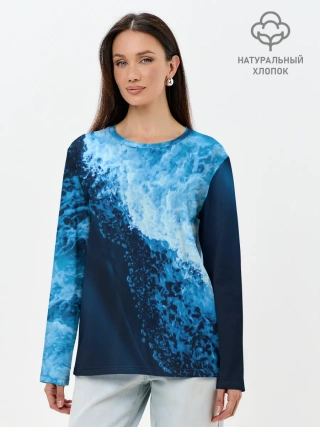 Лонгслив женский. Хлопок / море