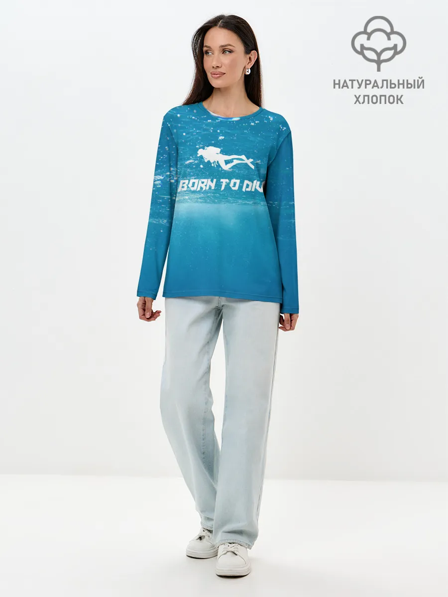 Лонгслив женский. Хлопок / дайвинг