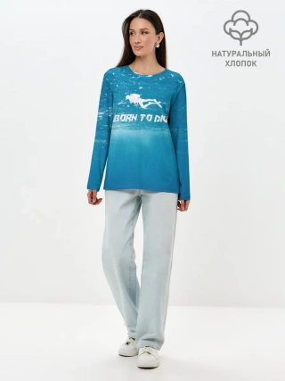 Лонгслив женский. Хлопок / дайвинг