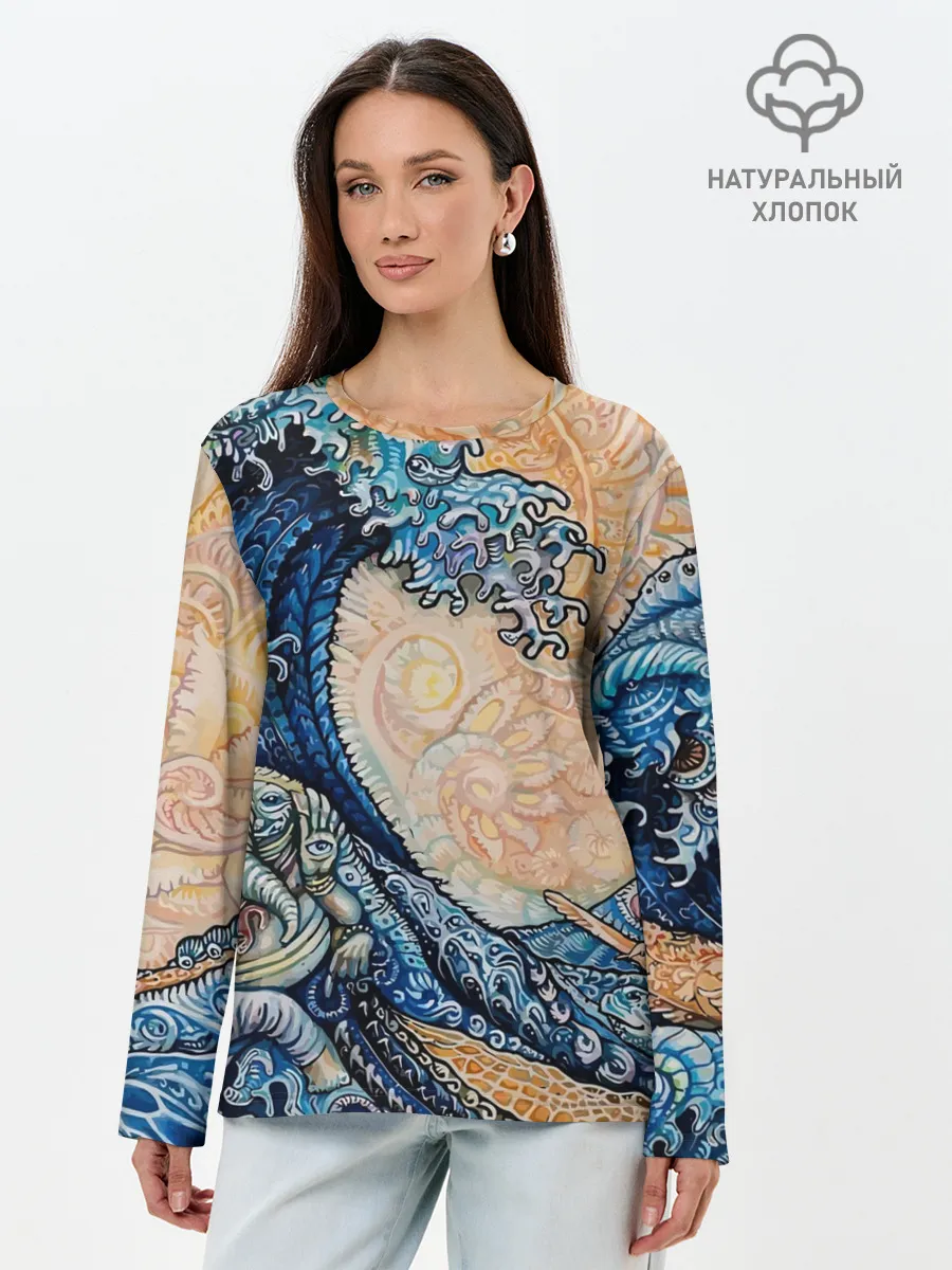 Лонгслив женский. Хлопок / Indian Ocean psychedelics
