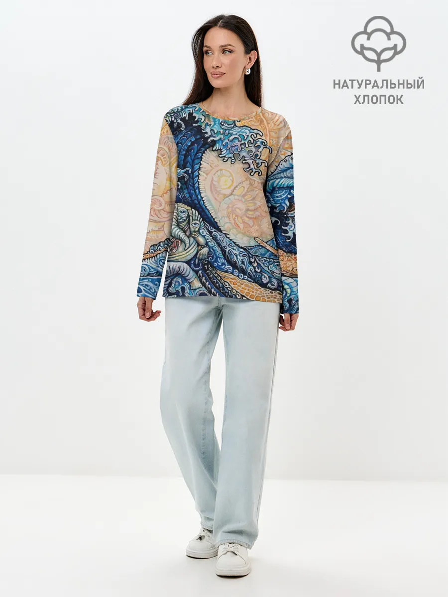 Лонгслив женский. Хлопок / Indian Ocean psychedelics