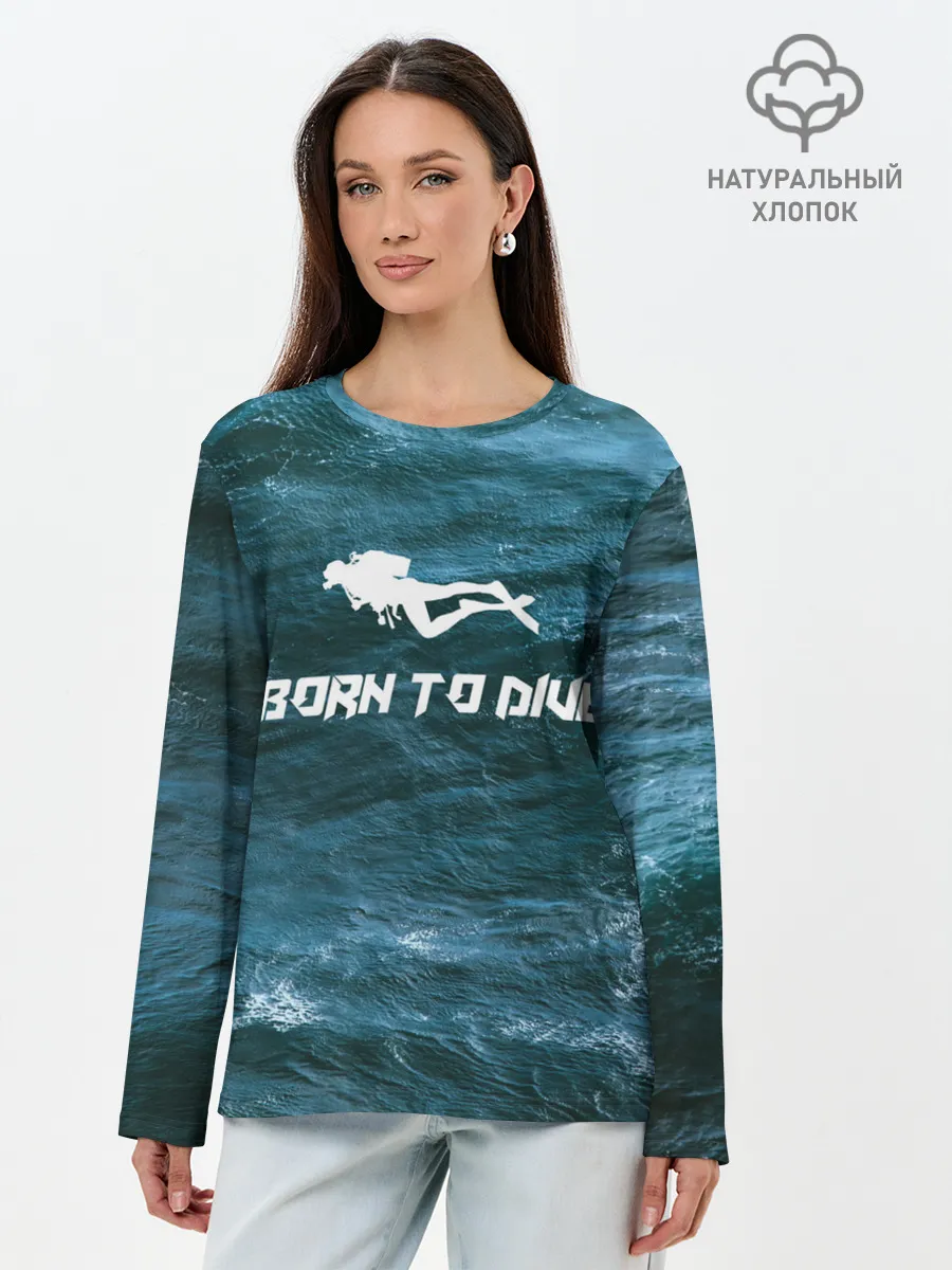 Лонгслив женский. Хлопок / дайвинг