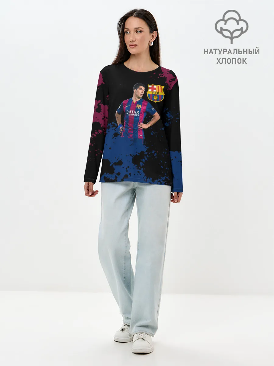 Лонгслив женский. Хлопок / Barcelona: Луис Суарес.
