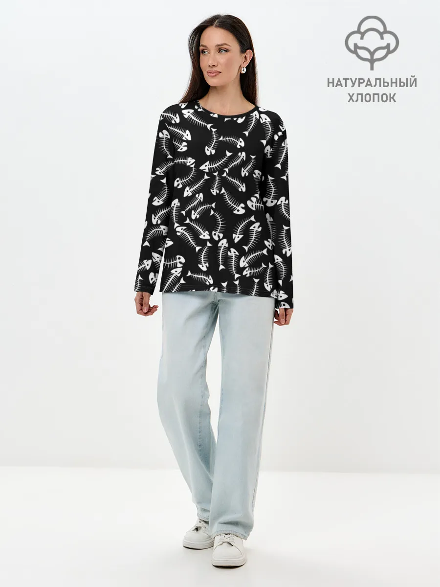 Лонгслив женский. Хлопок / Fishbones