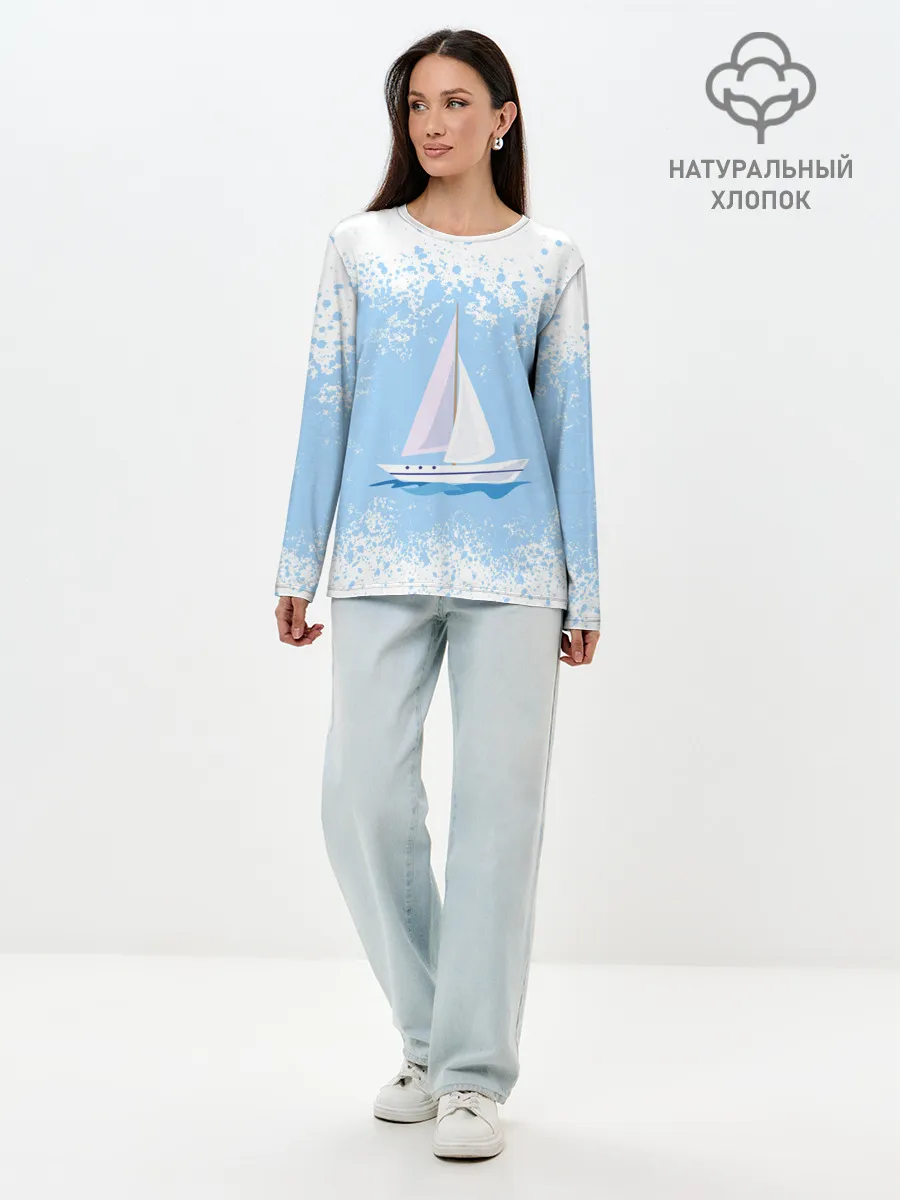 Лонгслив женский. Хлопок / ОДИНОКАЯ ЛОДКА | SAILBOAT