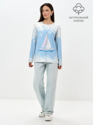 Лонгслив женский. Хлопок / ОДИНОКАЯ ЛОДКА | SAILBOAT