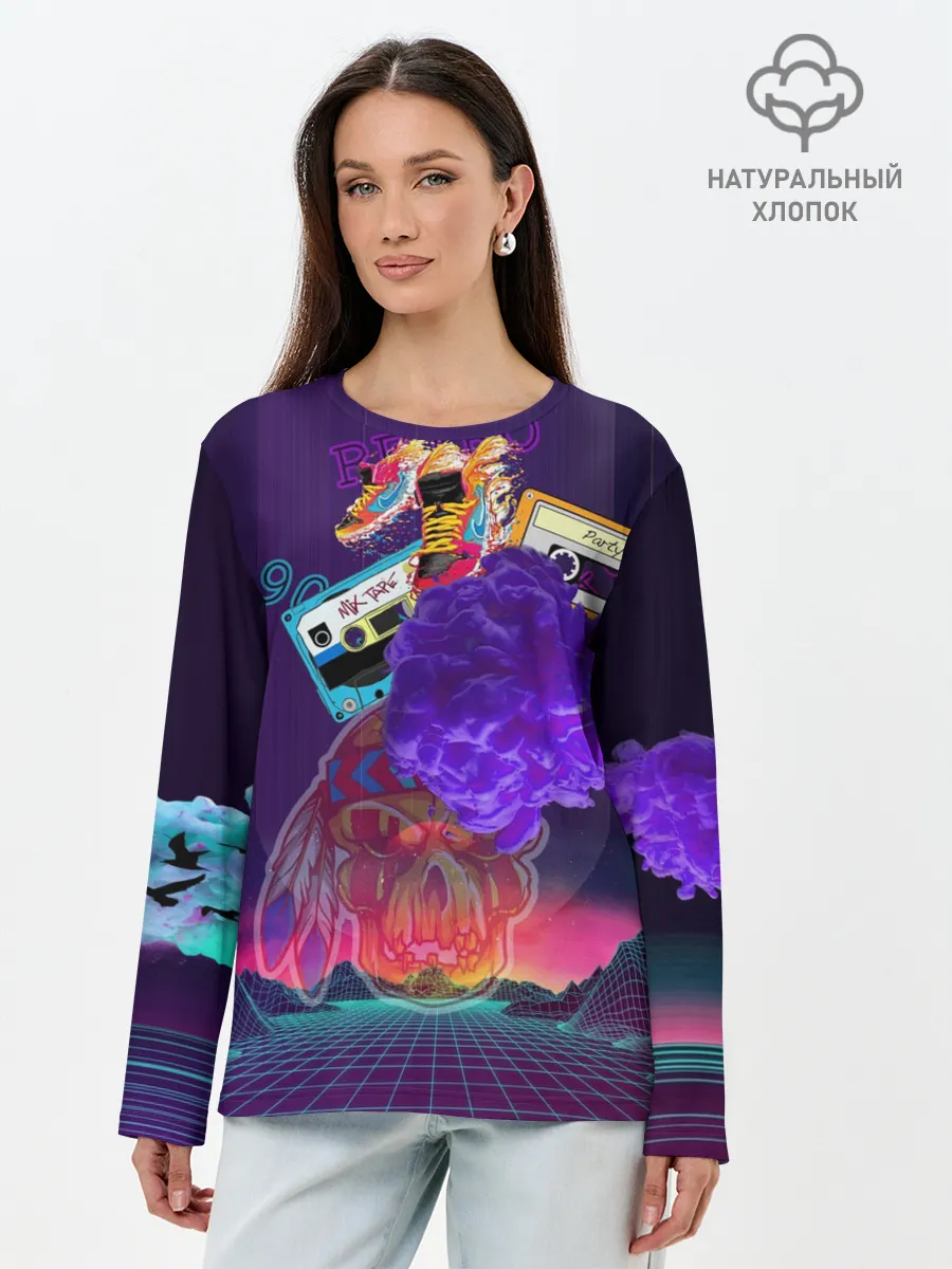Лонгслив женский. Хлопок / Ретро 90-е.