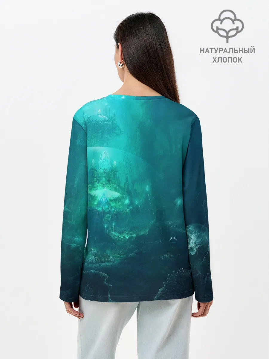 Лонгслив женский. Хлопок / Дно морское