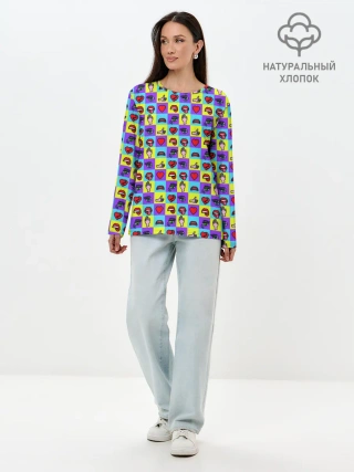 Лонгслив женский. Хлопок / Поп-арт
