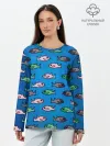 Лонгслив женский. Хлопок / Рыбки
