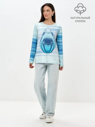 Лонгслив женский. Хлопок / Акула