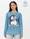 Лонгслив женский. Хлопок / Пингвин