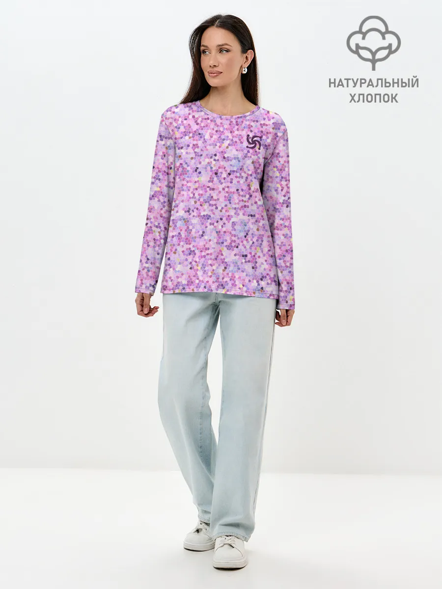 Лонгслив женский. Хлопок / Абстракция