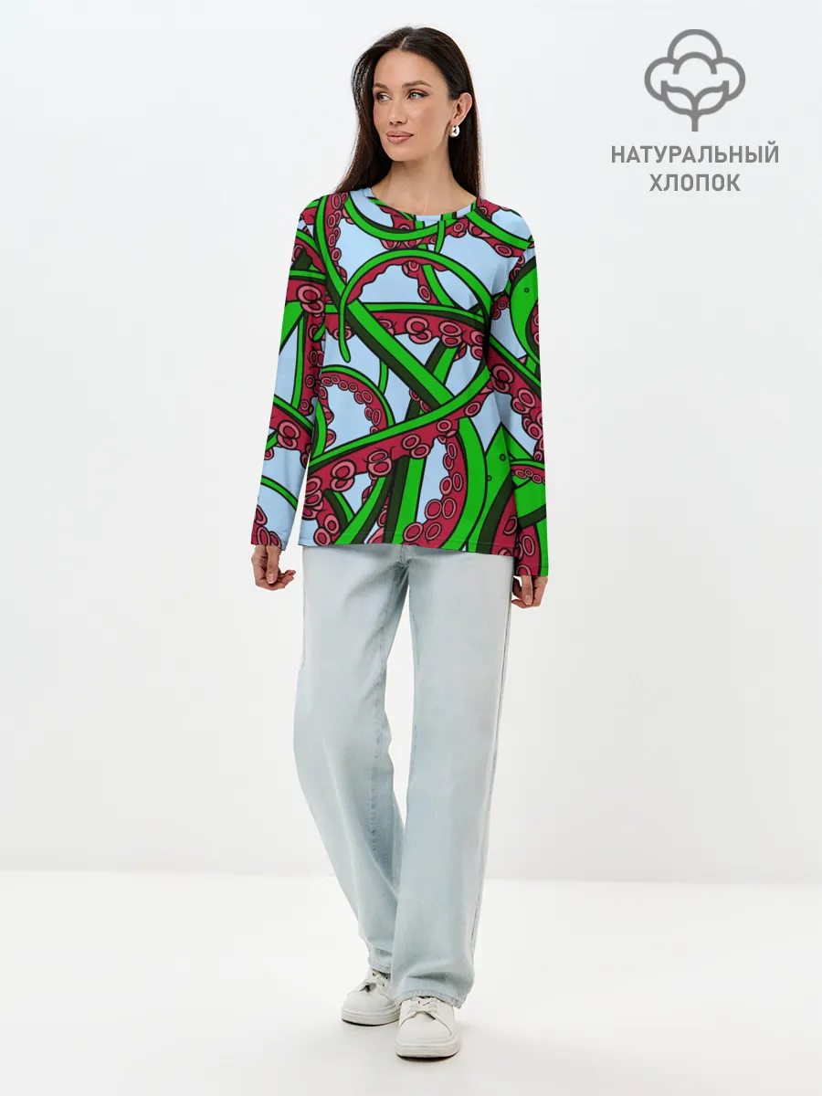 Лонгслив женский. Хлопок / Кракен / Kraken