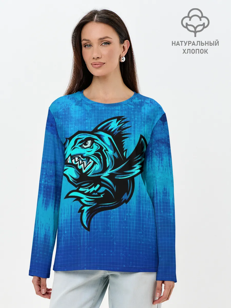 Лонгслив женский. Хлопок / Пиранья