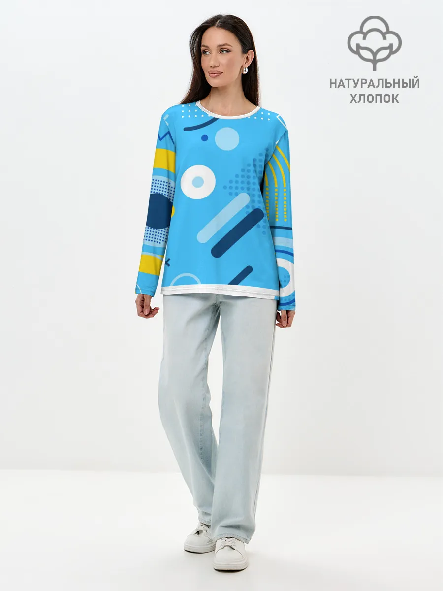 Лонгслив женский. Хлопок / Геометрические фигуры