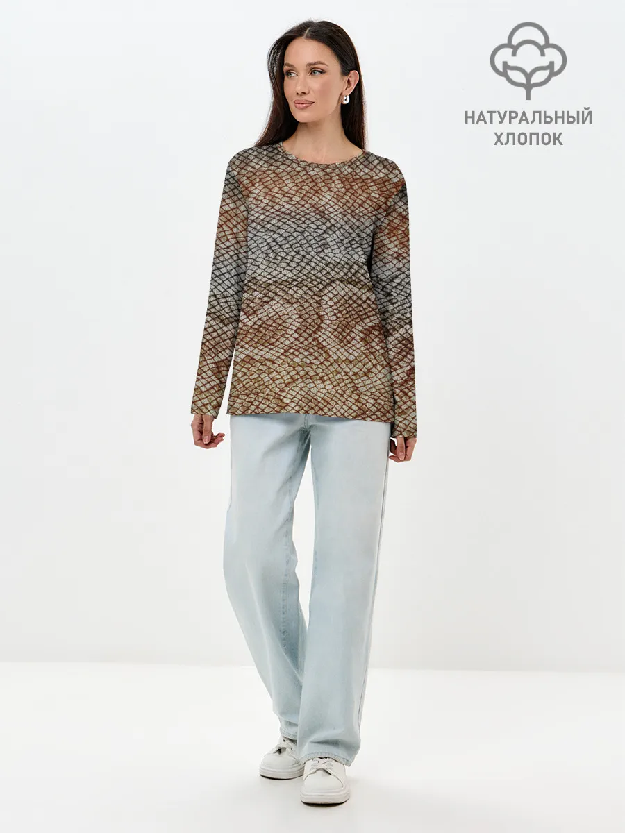 Лонгслив женский. Хлопок / Snake skin