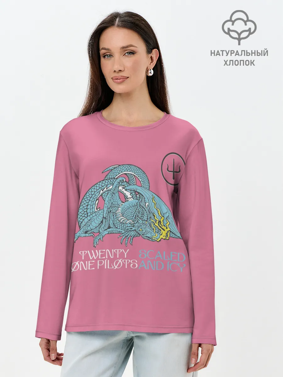 Лонгслив женский. Хлопок / 21 pilots scaled and icy dragon