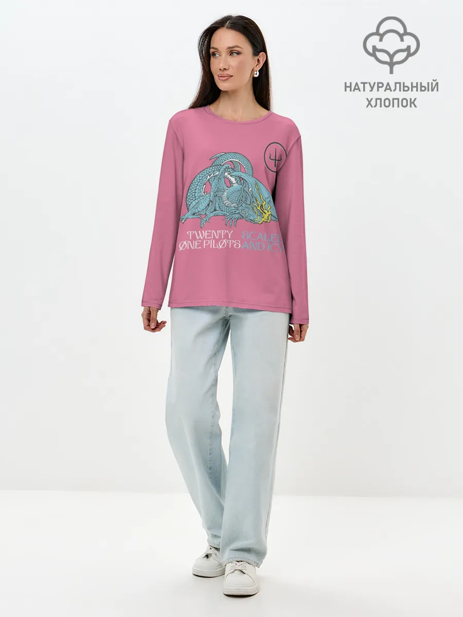 Лонгслив женский. Хлопок / 21 pilots scaled and icy dragon