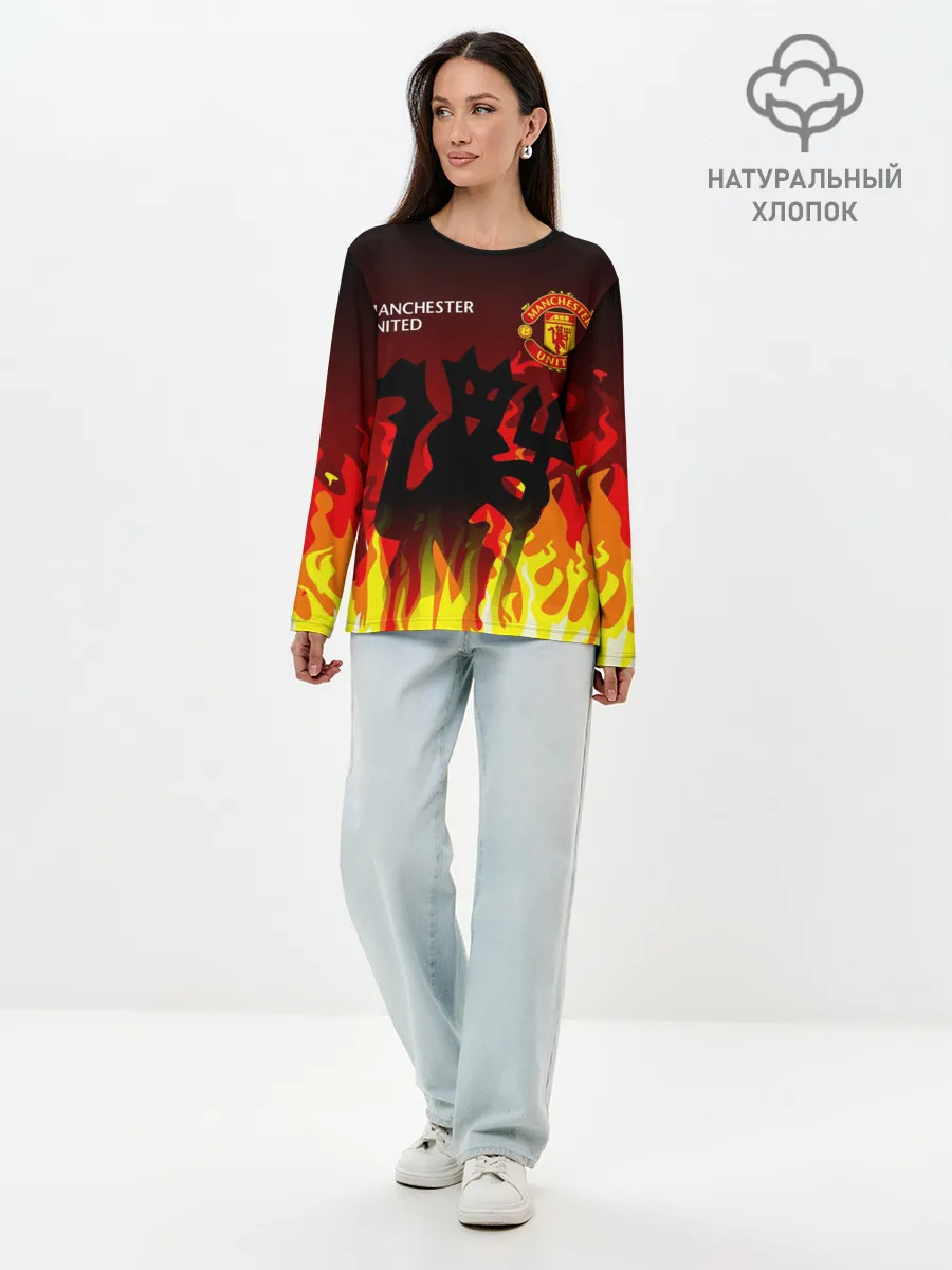 Лонгслив женский. Хлопок / MANCHESTER UNITED / ДЬЯВОЛ