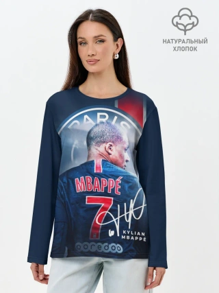 Лонгслив женский. Хлопок / Килиан Мбаппе, PSG