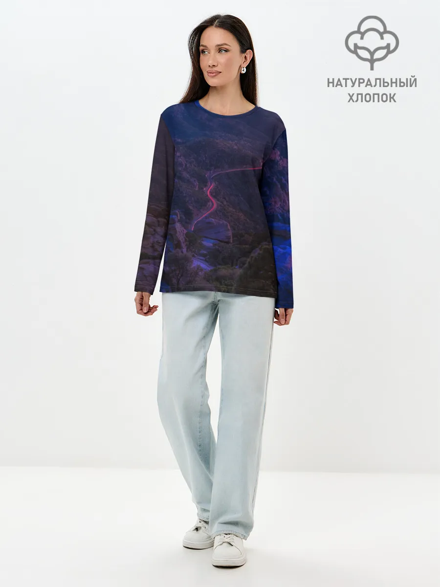 Лонгслив женский. Хлопок / НЕОНОВАЯ ДОРОГА