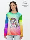 Лонгслив женский. Хлопок / Танцующий единорог | Unicorn DAB