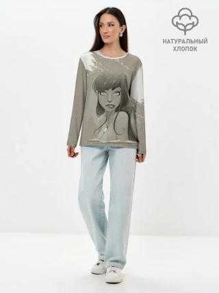 Лонгслив женский. Хлопок / Красивая русалка | Beautiful mermaid