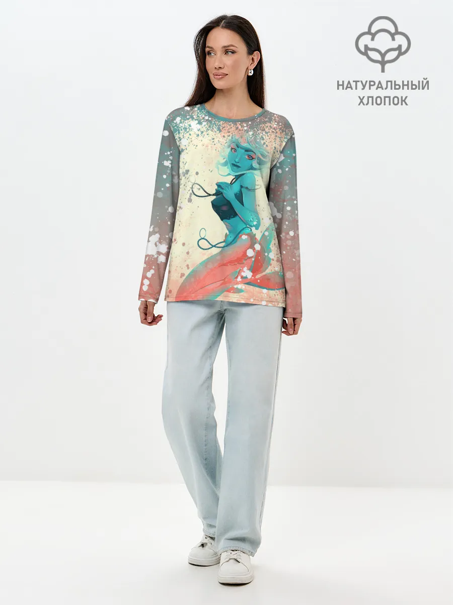 Лонгслив женский. Хлопок / Русалочка | Mermaid