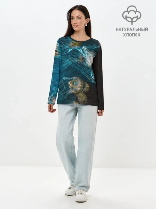 Лонгслив женский. Хлопок / Медузы
