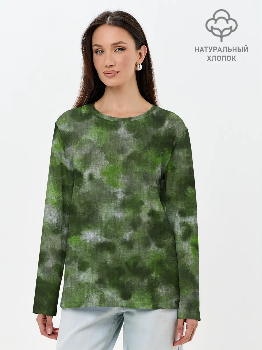 Лонгслив женский. Хлопок / Canvas Green Camo