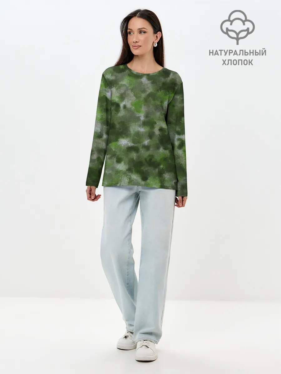 Лонгслив женский. Хлопок / Canvas Green Camo