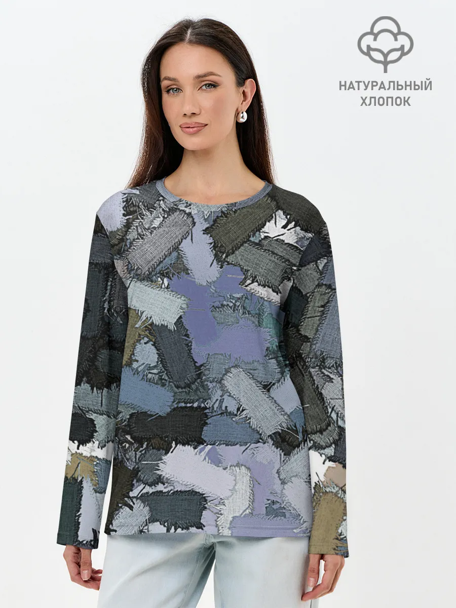 Лонгслив женский. Хлопок / Patchwork
