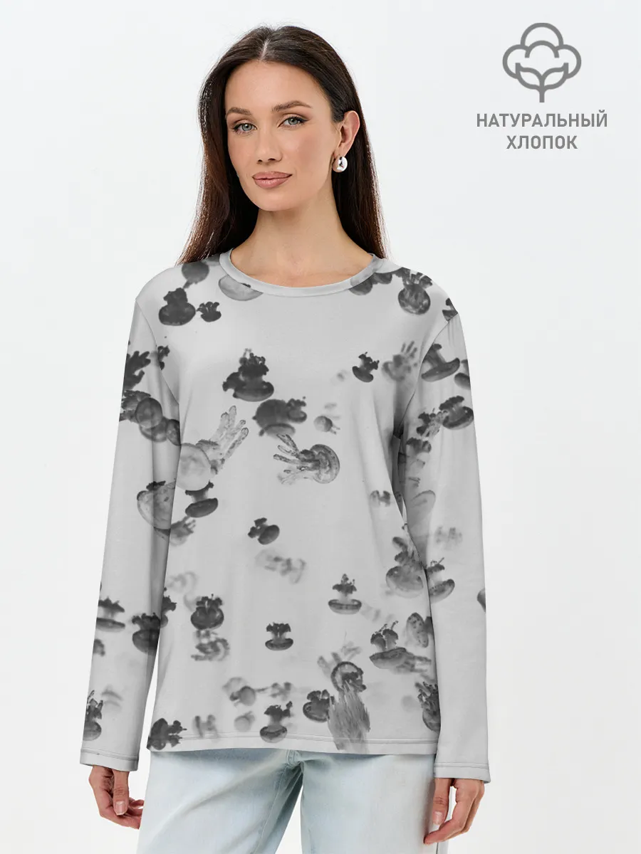 Лонгслив женский. Хлопок / Медузы