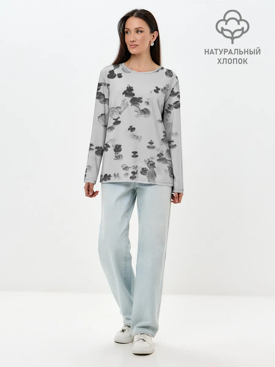 Лонгслив женский. Хлопок / Медузы