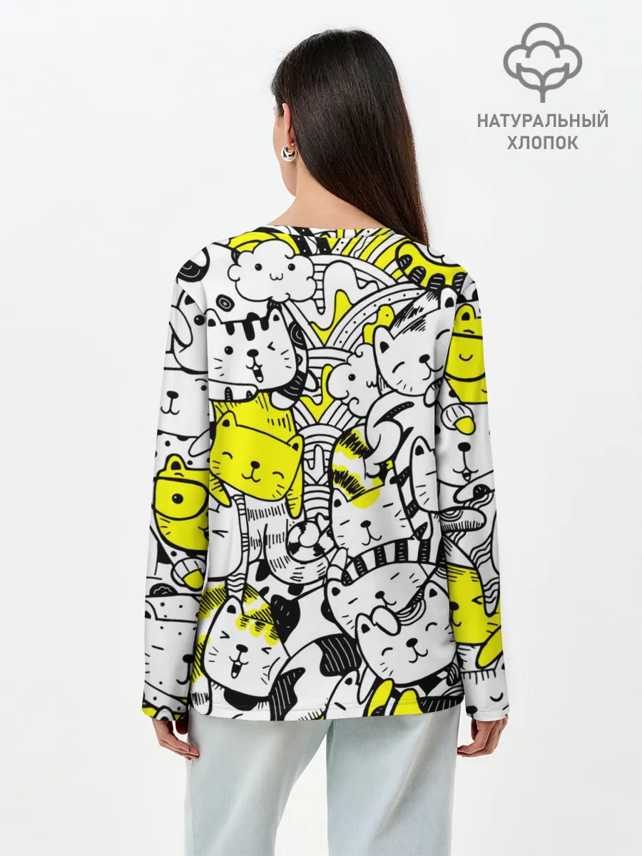 Лонгслив женский. Хлопок / Котики