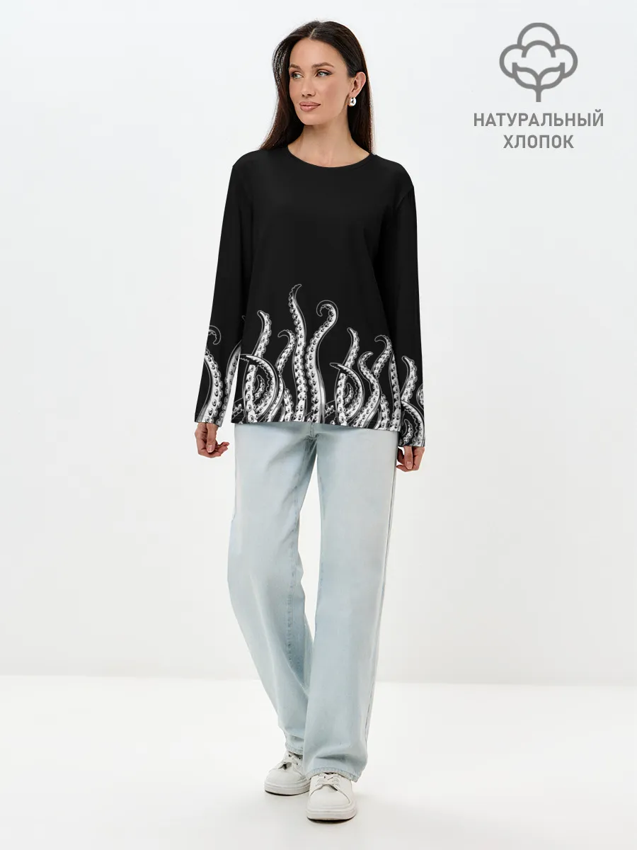 Лонгслив женский. Хлопок / Octopus Щупальца