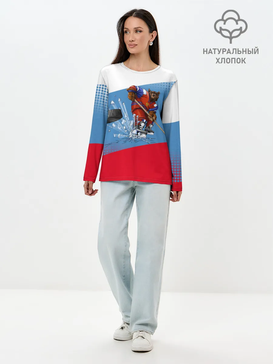 Лонгслив женский. Хлопок / Русский хоккей