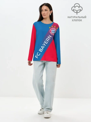 Лонгслив женский. Хлопок / ФК БАВАРИЯ / BAYERN / ГРАДИЕНТ