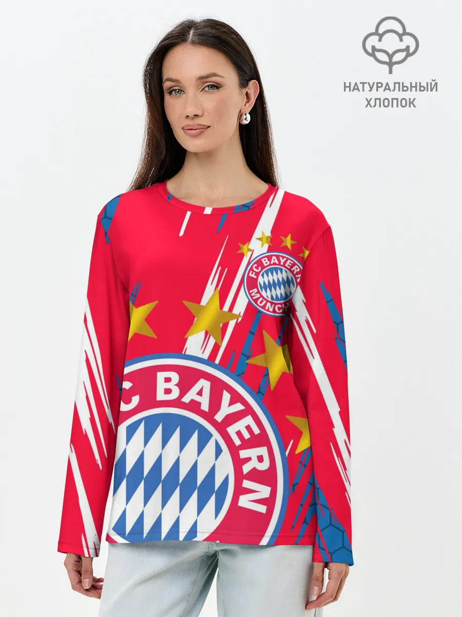 Лонгслив женский. Хлопок / ФК БАВАРИЯ / BAYERN / МЮНХЕН
